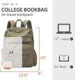 Medium Canvas Laptop Backpack for Women, Girls School Backpacks Vintage College Bookbag, Dark Green - Image 2